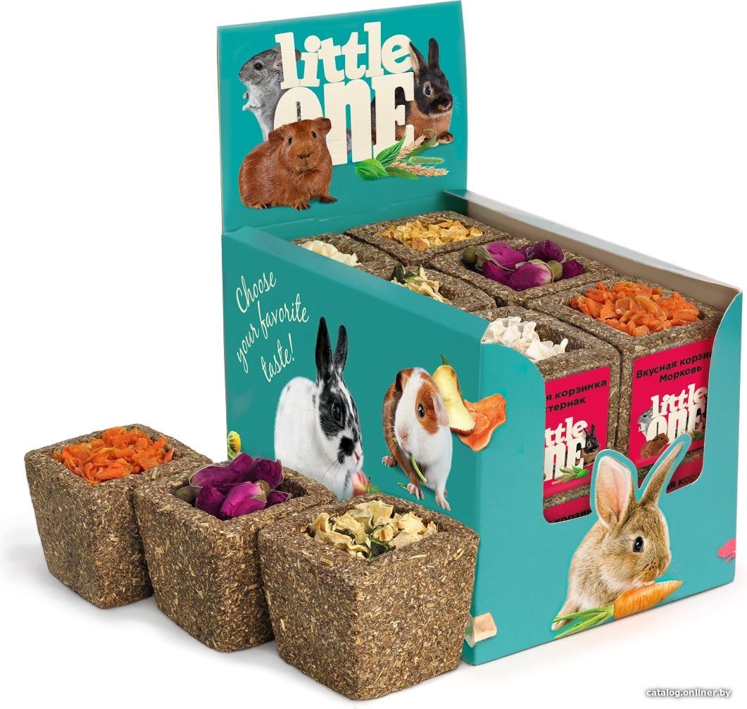 Лакомство для грызунов Little One Корзинка из луговых трав с наполнением ассорти 65 г
