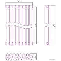 Стальной трубчатый радиатор Сунержа Эстет-11 1200х360 8 секций (хром)