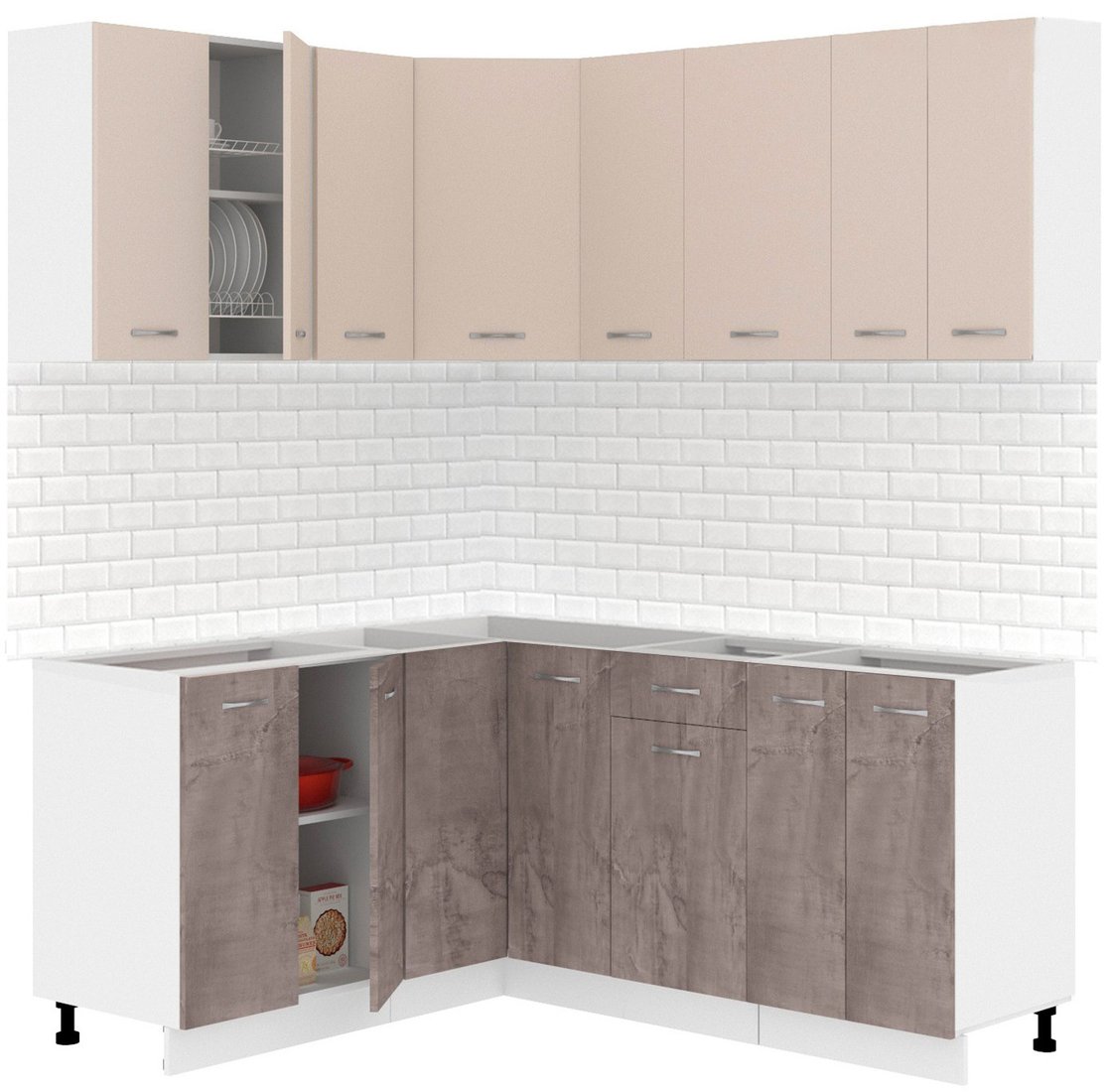

Готовая кухня Кортекс-мебель Корнелия Лира 1.5x1.8 Без столешницы (капучино/оникс)