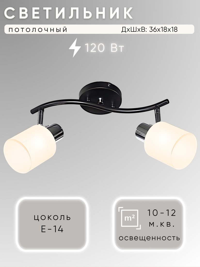 

Припотолочная люстра Aitin Pro НПБ 02-2x60-102 52160/2B (черный/хром)