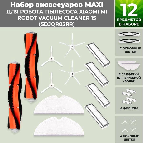 

Набор аксессуаров USBTOP для Xiaomi Mi Robot Vacuum Cleaner 1S (SDJQR03RR) (белые боковые щетки) 558859
