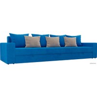 Диван Лига диванов Мэдисон Long 106172 (велюр, голубой/голубой/бежевый)