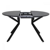 Кухонный стол Виста Оттава-П 100x100/130 (камень серый/муар черный)