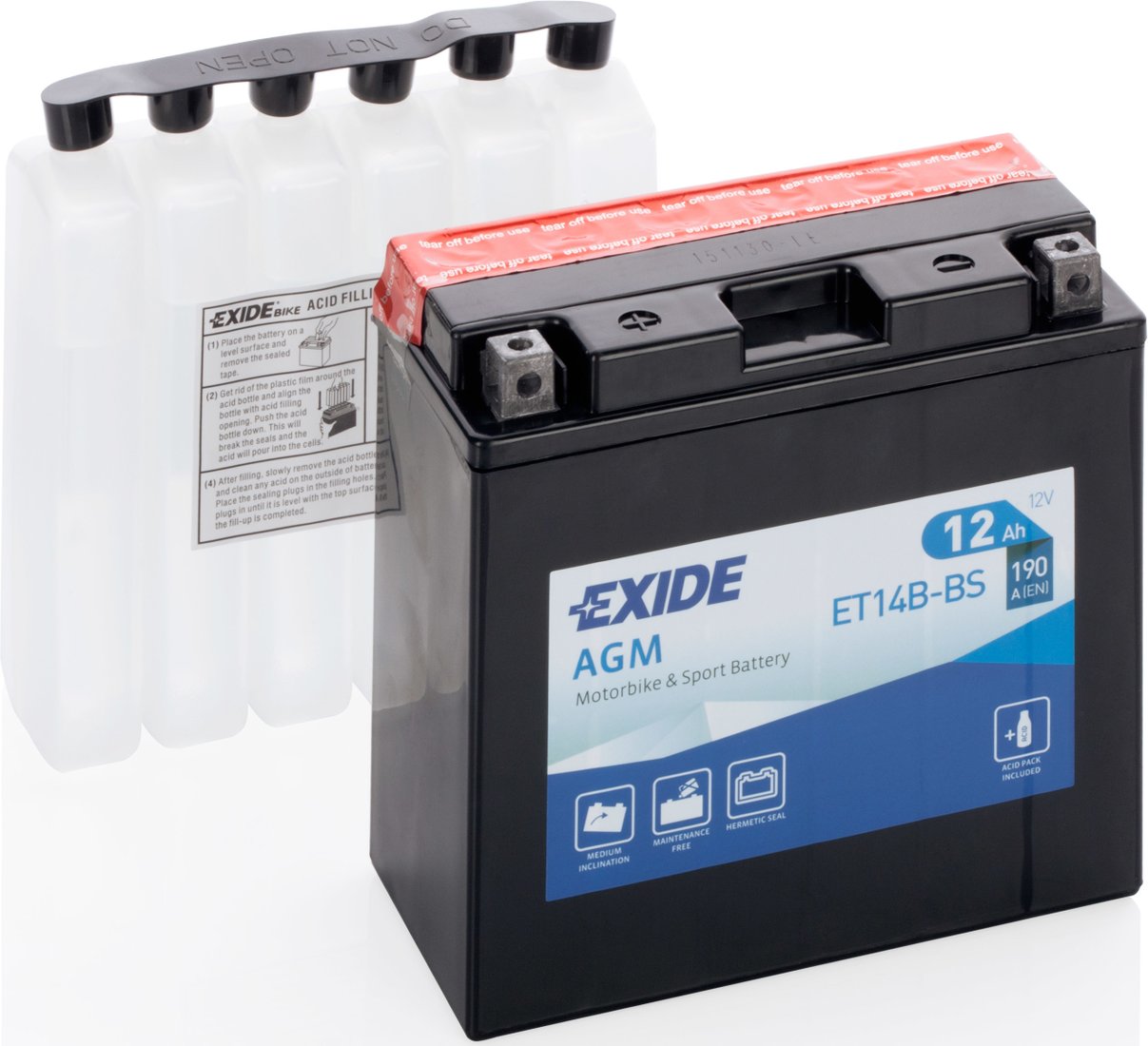 

Мотоциклетный аккумулятор Exide ET14B-BS (12 А·ч)