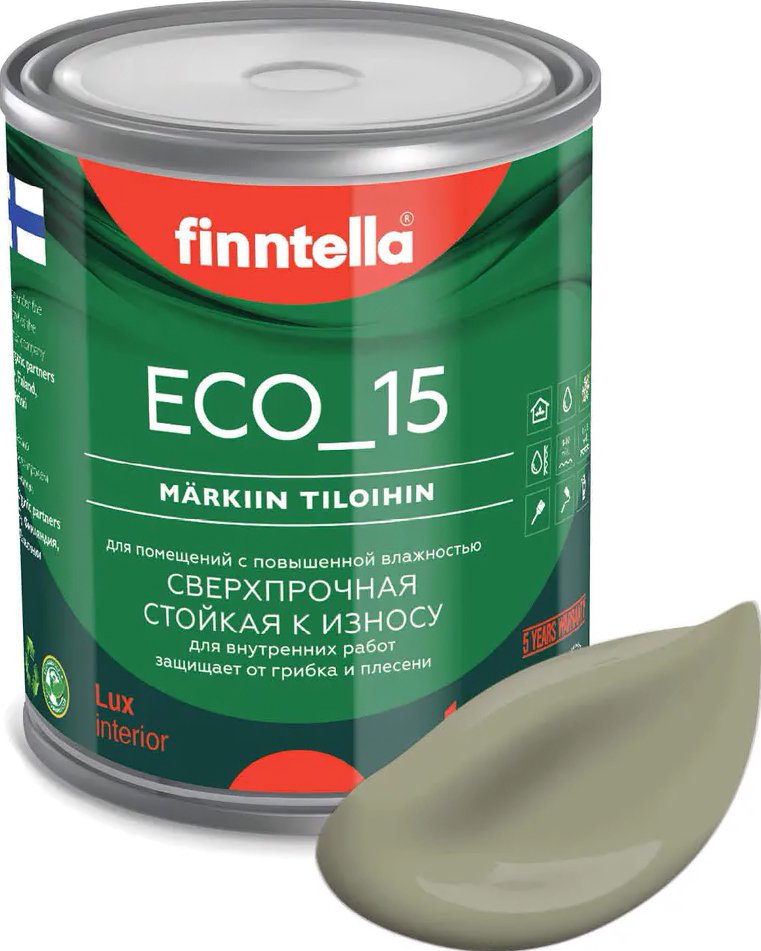 

Краска Finntella Eco 15 Khaki F-10-1-1-FL022 0.9 л (серо-зеленый)