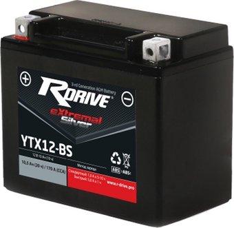 Мотоциклетный аккумулятор RDrive eXtremal Silver YTX12-BS (10 А·ч)