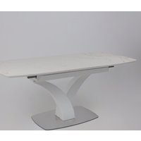 Кухонный стол Аврора Нотр Дам Moderne 1400/1800x850 (камень белый Calacata vagli/белый муар)