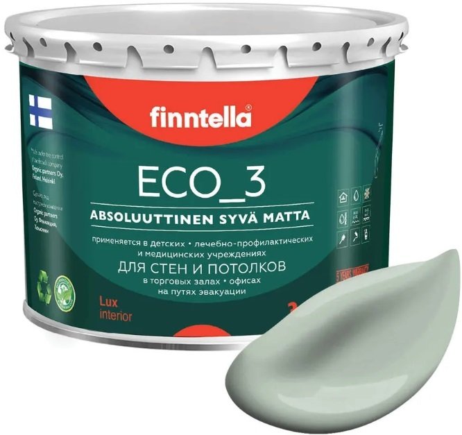 

Краска Finntella Eco 3 Wash and Clean Marmori F-08-1-3-LG99 2.7 л (светло-серый)