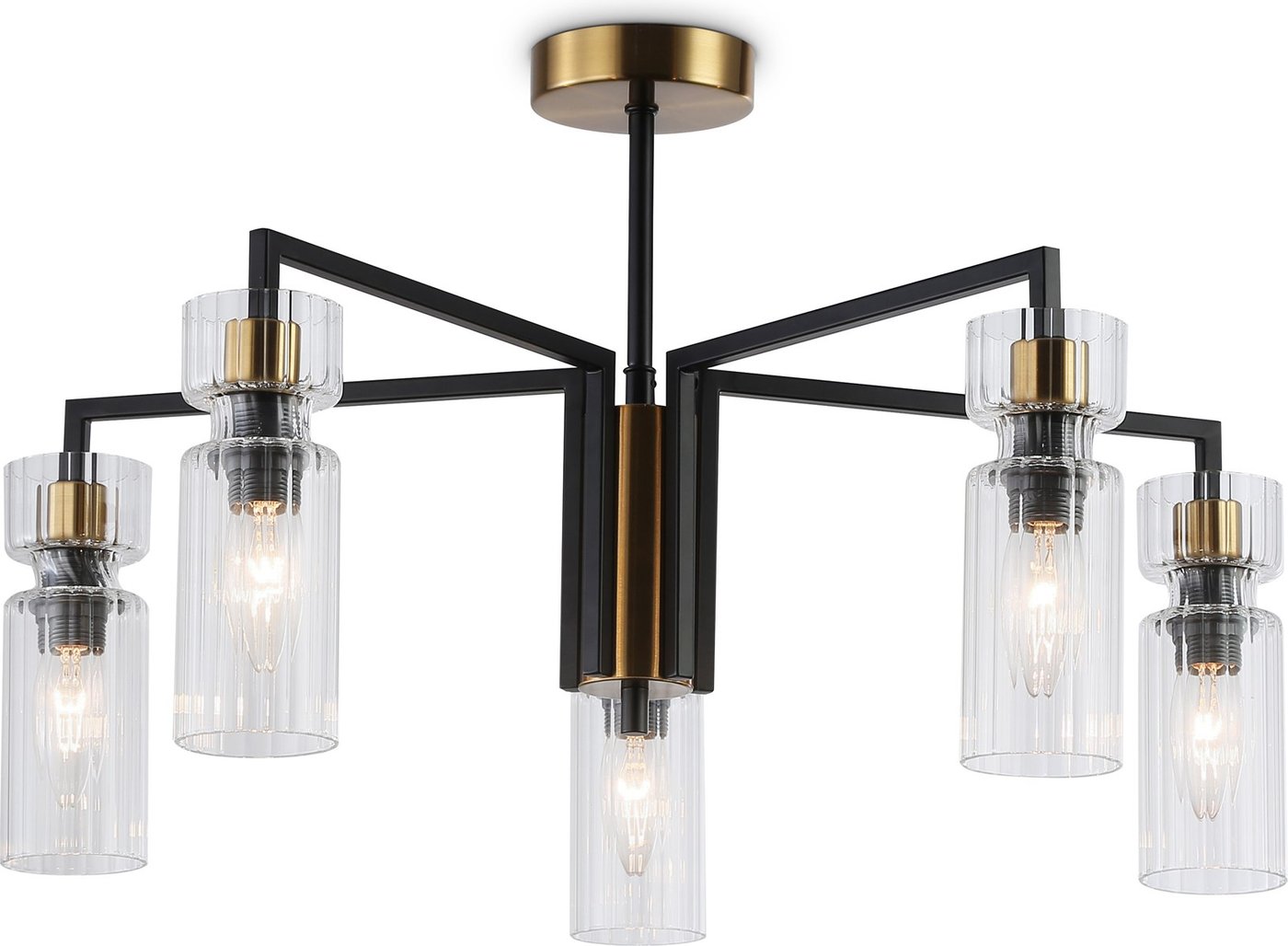 

Подвесная люстра Ambrella LH56113/5 BK/BS/CL (черный/латунь/прозрачный)