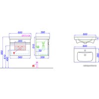  Aqwella Тумба Smart 60 SRT0106BS с умывальником Moduo Slim UM-MOD60SL/1