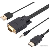 Кабель USBTOP HDMI - VGA - 3.5 mm - USB Type-A (1.8 м, черный)