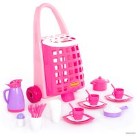 Набор игрушечной посуды Полесье Забавная тележка с набором детской посуды 44389