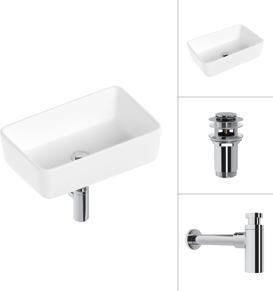 Умывальник Lauter 21674A + клапан 21190CH + сифон 21635CH (хром)