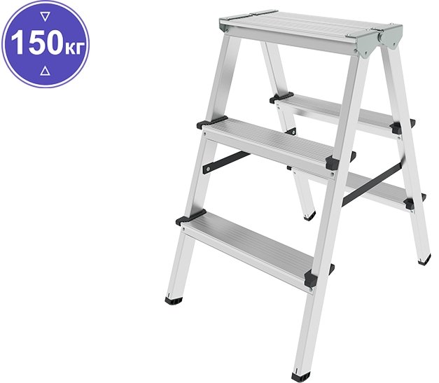 

Лестница-стремянка Новая высота NV 112 алюминиевая двухсторонняя 2x3 ступеней