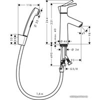 Смеситель с лейкой для биде Hansgrohe Talis S [72290000]