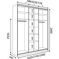 Шкаф-купе Евва АЭП ШК.3 01 24 SSG.03 (дуб сонома/дуб сонома/венге глянец)