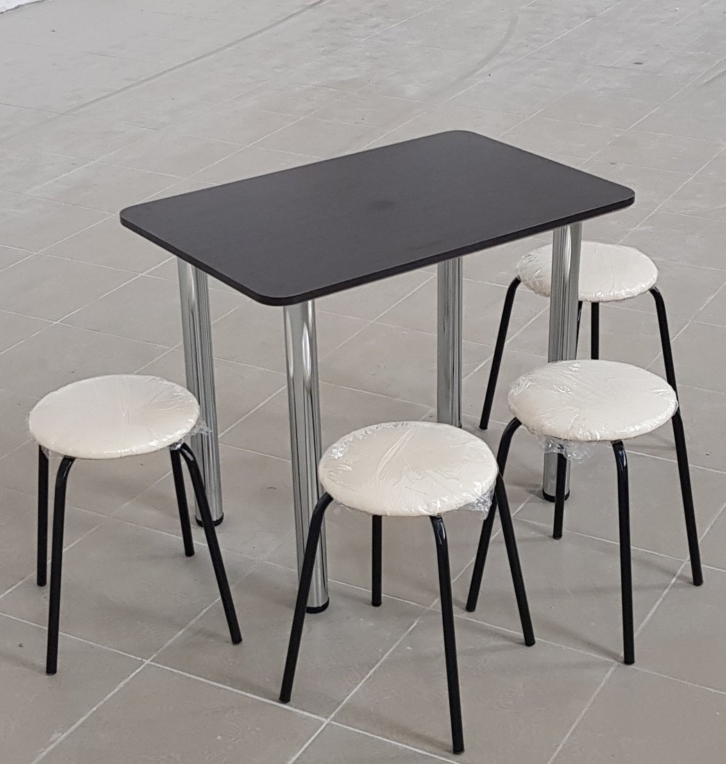 

Обеденная группа Табуретоф стол и 4 табурета (Молоко/Черный, ст. 80x60 см, Темно-коричневый)