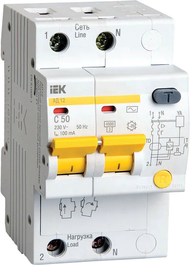 

Дифференциальный автомат IEK АД-12 50А100мА MAD10-2-050-C-100