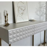 Консольный стол Shtabe Simple 7011 эко (травертин/белый/золото)