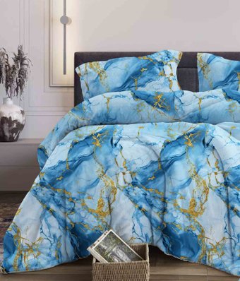 Евро комплект постельного белья Бояртекс № 368 Мрамор Вид 4/1 (N) Евро-стандарт (бязь, бирюзовый)