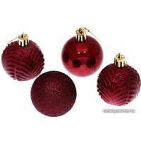 Елочная игрушка Серпантин Микс фактур шар 5 см 4 шт (темный рубин) 201-0829