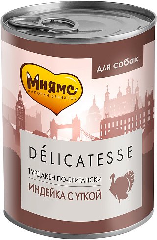 

Консервированный корм для собак Мнямс Турдакен по-британски индейка с уткой 400 г
