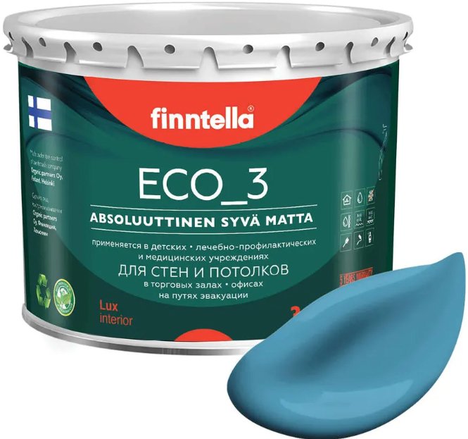 

Краска Finntella Eco 3 Wash and Clean Aihio F-08-1-3-LG254 2.7 л (голубой)