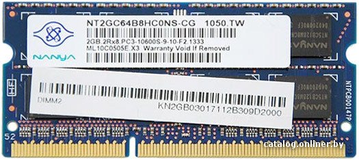Nanya 2GB DDR3 SO-DIMM PC3-10600 (NT2GC64B88B0NS-CG) оперативную