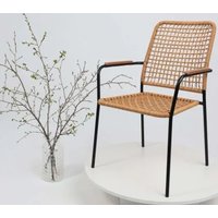 Садовый стул AksHome Bergamo (PE, иск.роттанг, черный+коричневый)