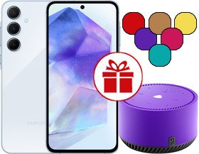 Смартфон Samsung Galaxy A55 SM-A556E 8GB/128GB + Яндекс Станция Лайт (голубой)