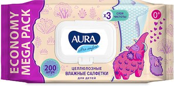 Влажные салфетки Aura Ultra Comfort для детей big-pack с крышкой (200 шт)