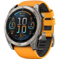 Умные часы Garmin Fenix 8 Sapphire 51мм (титановый, оранжевый силиконовый ремешок)