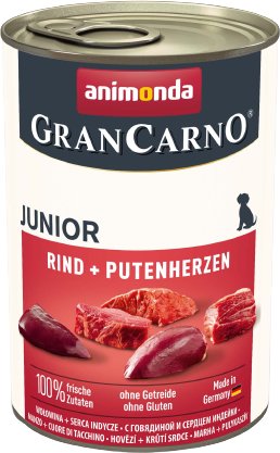 

Консервированный корм для собак Animonda GranCarno Original Junior beef + turkey hearts 0.4 кг