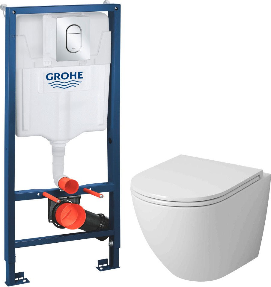 Унитаз подвесной Grossman GR-4455SQ + GROHE Rapid SL 39504000 (с сиденьем, с кнопкой)