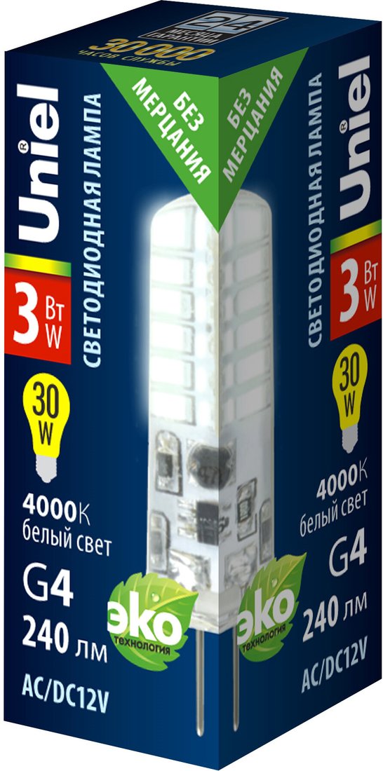 

Светодиодная лампочка Uniel LED-JC-12/3W/4000K/G4/CL SIZ05TR UL-00010367
