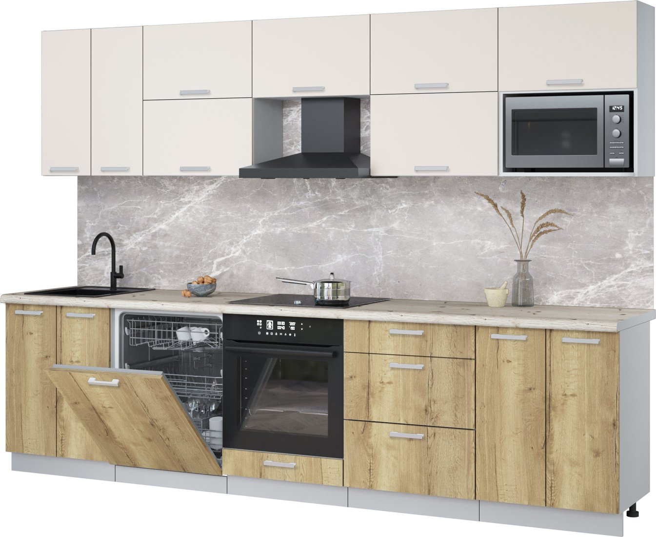 

Готовая кухня Интерлиния Мила Лайт 3.0-ПМ2 (персидский жемчуг/дуб золотой/бискайская сосна)