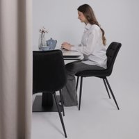 Кухонный стол Lepremo AV 2119 МДФ+керамика раздвижной 1200-1800x800 (белый глянцевый Carla Larkin/черный)