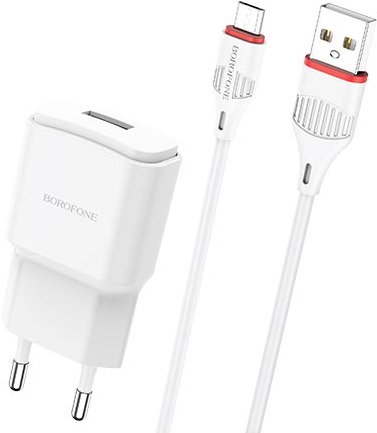 

Сетевое зарядное Borofone BA48A microUSB (белый)