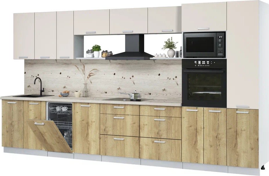 

Готовая кухня Интерлиния Мила Лайт 3.9-ПМ3 (персидский жемчуг/дуб золотой/бискайская сосна)