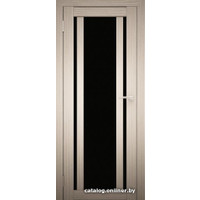 Межкомнатная дверь Юни Амати 11 (ч) 40x200 (дуб беленый/черное стекло) в Орше