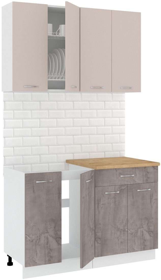 

Готовая кухня Кортекс-мебель Корнелия Лира-лайт 1.2м (капучино/оникс/дуб бунратти)