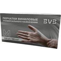 Виниловые перчатки BVB виниловые (L, 100 шт, прозрачный)