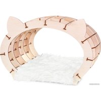 Сборная модель Eco-Wood-Art «Кошкин дом» натуральный каркас — белый мех