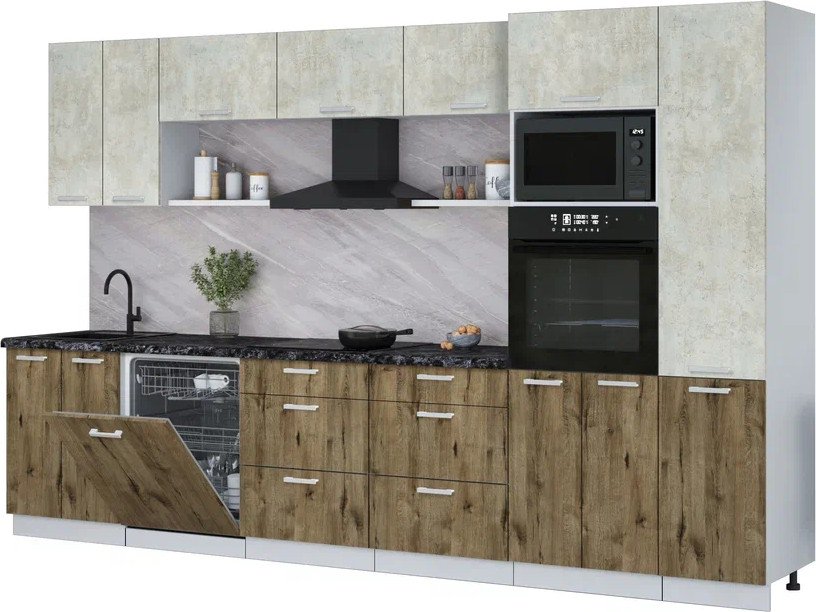 

Готовая кухня Интерлиния Мила Лайт 3.4-ПМ1 (бетон лайт/дуб веллингтон/кастилло темный)