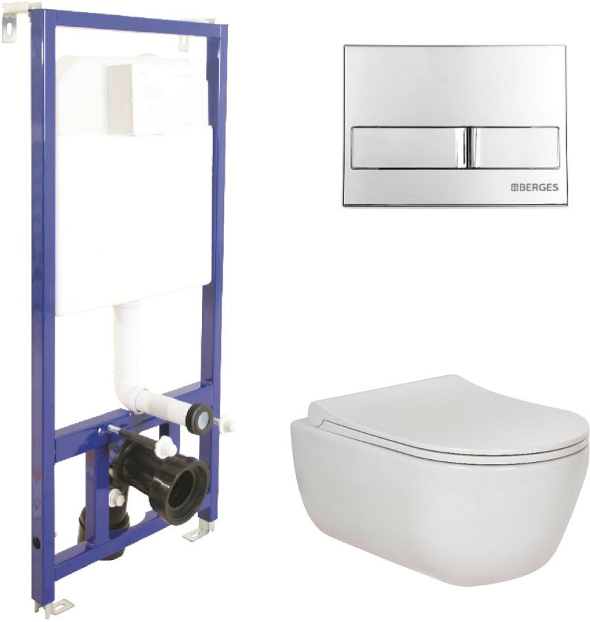 

Унитаз подвесной Berges Wasserhaus Ego Rimless + Toma Slim + Novum525 + L3 047213
