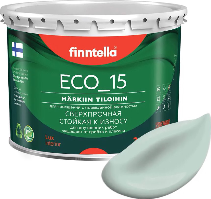 

Краска Finntella Eco 15 Paistaa F-10-1-3-FL038 2.7 л (бледно-бирюзовый)