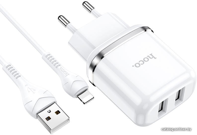 Сетевое зарядное Hoco N4 Lightning (белый)