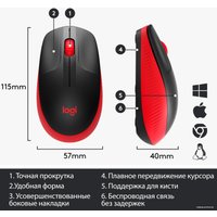 Мышь Logitech M190 (черный/красный)