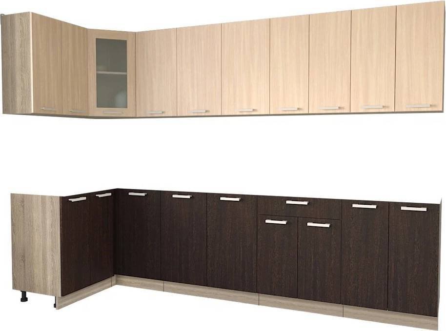 

Готовая кухня Интерлиния Мила 12x30 без столешницы (дуб молочный/дуб венге)