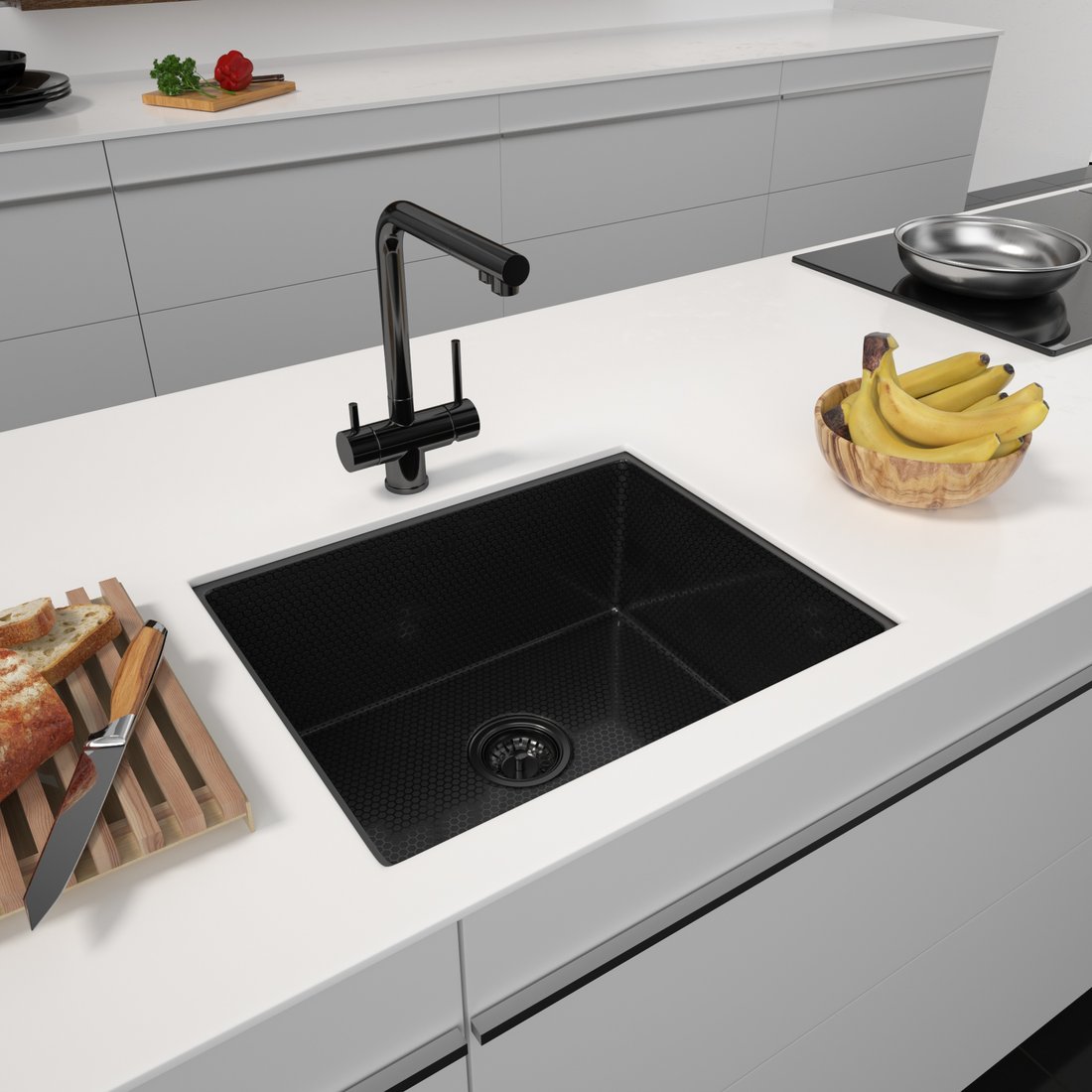 

Кухонная мойка ARFEKA ECO AR 550*450 BLACK PVD NANO DECOR